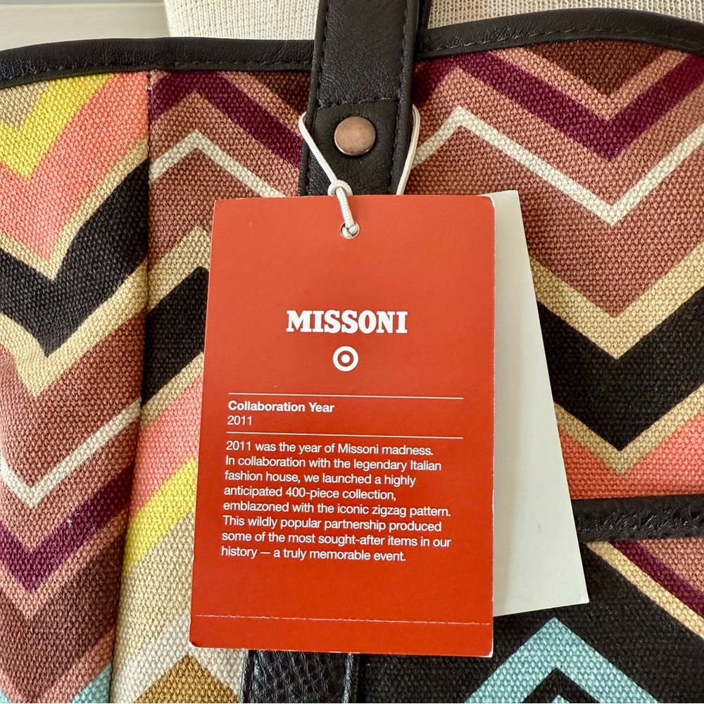 Missoni Brown and Yellow Chevron Tote Bag - Picture 2 of 6